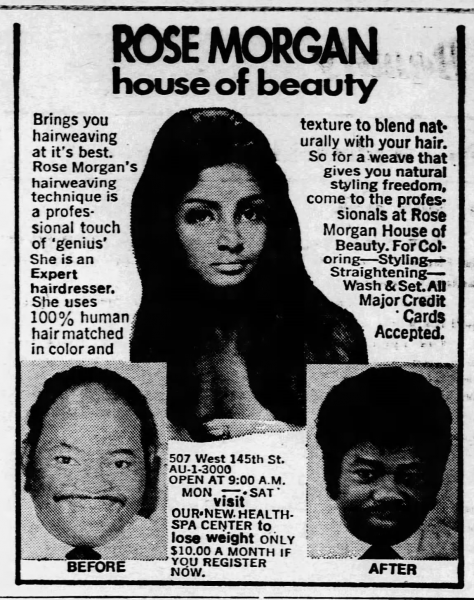 Ad for Rose Morgan House of Beauty, 1972