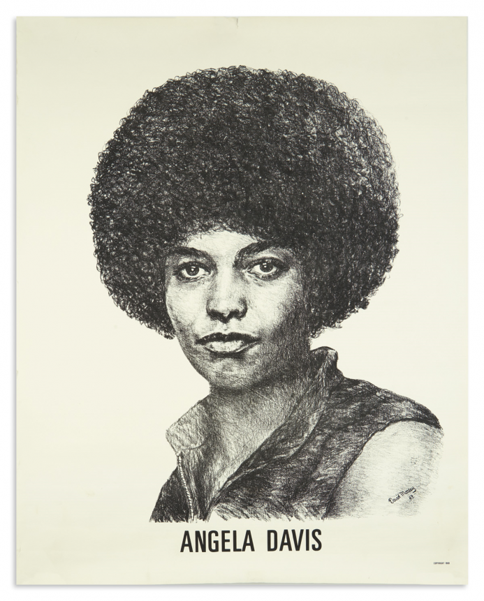 Portrait of Angela Davis, who popularized the revival of Afro hairstyles, by Daivd Mosley